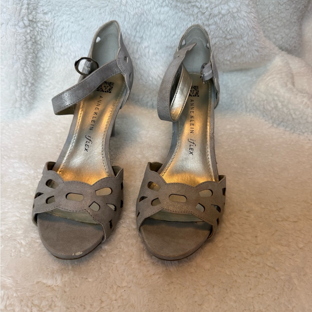 Anne Klein Gray Heeled Sandals